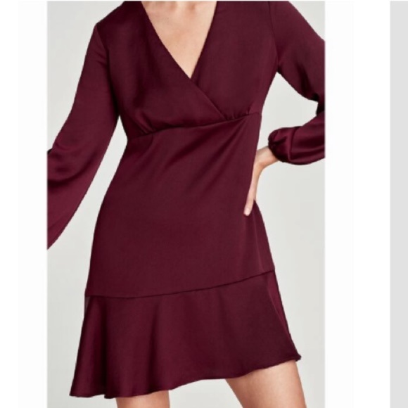 [Zara] Classic Maroon Satin Dress